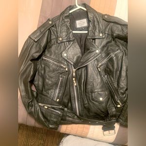 Men’s rock star moto leather jacket vintage Size Medium